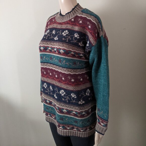 Vintage Daniel Hechter fair Isle knit crewneck sweater, women's medium - Picture 2 of 8